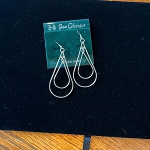 Dos Chicas sterling silver long open teardrop ears on wire